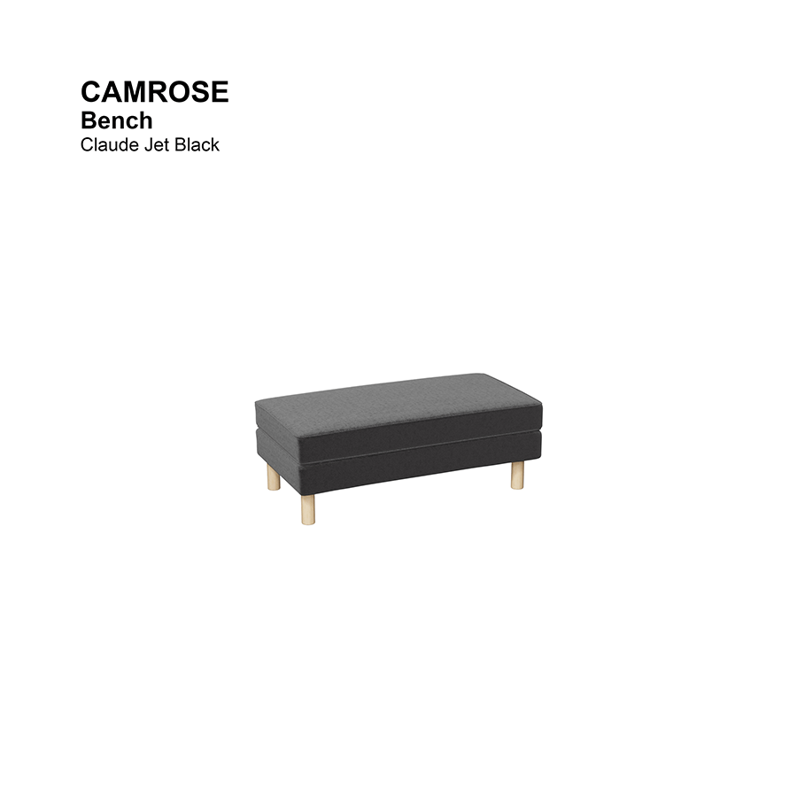 MORE CAMROSE OPTIONS Camrose Bench Camrose Bench Lux Claude Jet Black Mandaue Foam