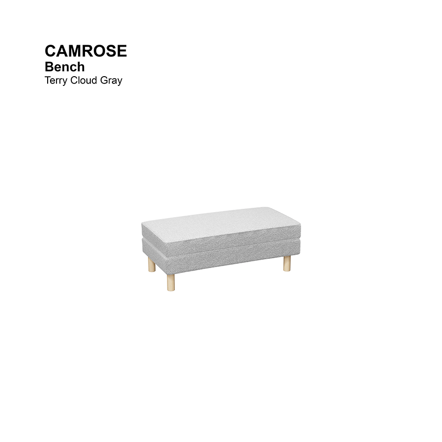 MORE CAMROSE OPTIONS Camrose Bench Camrose Bench Lux Terry Cloudy Gray Mandaue Foam