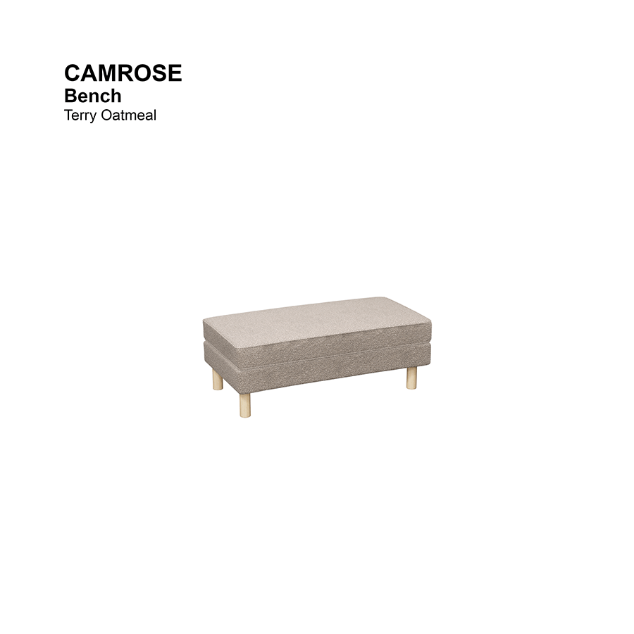 MORE CAMROSE OPTIONS Camrose Bench Camrose Bench Lux Terry Oatmeal Mandaue Foam