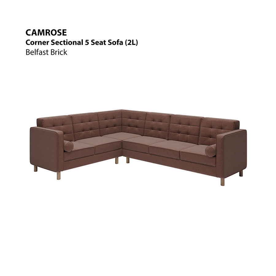 MORE CAMROSE OPTIONS Camrose Corner Sectional 5 Seat (2L) Sofa Camrose Corner Sectional 5 Seat (2L) Sofa Fabric Belfast Brick Mandaue Foam