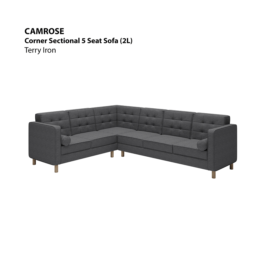 MORE CAMROSE OPTIONS Camrose Corner Sectional 5 Seat (2L) Sofa Camrose Corner Sectional 5 Seat (2L) Sofa Lux Terry Iron Mandaue Foam