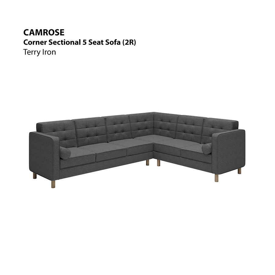 MORE CAMROSE OPTIONS Camrose Corner Sectional 5 Seat (2R) Sofa Camrose Corner Sectional 5 Seat (2R) Sofa Lux Terry Iron Mandaue Foam