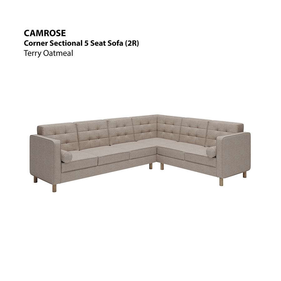 MORE CAMROSE OPTIONS Camrose Corner Sectional 5 Seat (2R) Sofa Camrose Corner Sectional 5 Seat (2R) Sofa Lux Terry Oatmeal Mandaue Foam