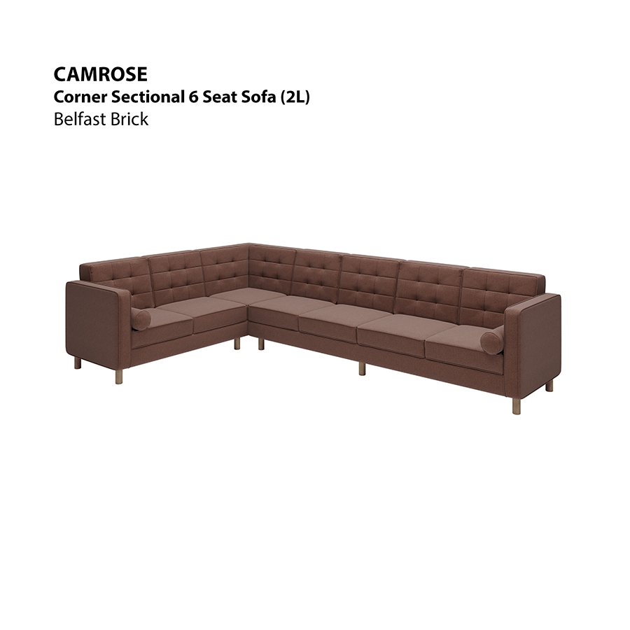 MORE CAMROSE OPTIONS Camrose Corner Sectional 6 Seat (2L) Sofa Camrose Corner Sectional 6 Seat (2L) Sofa Fabric Belfast Brick Mandaue Foam