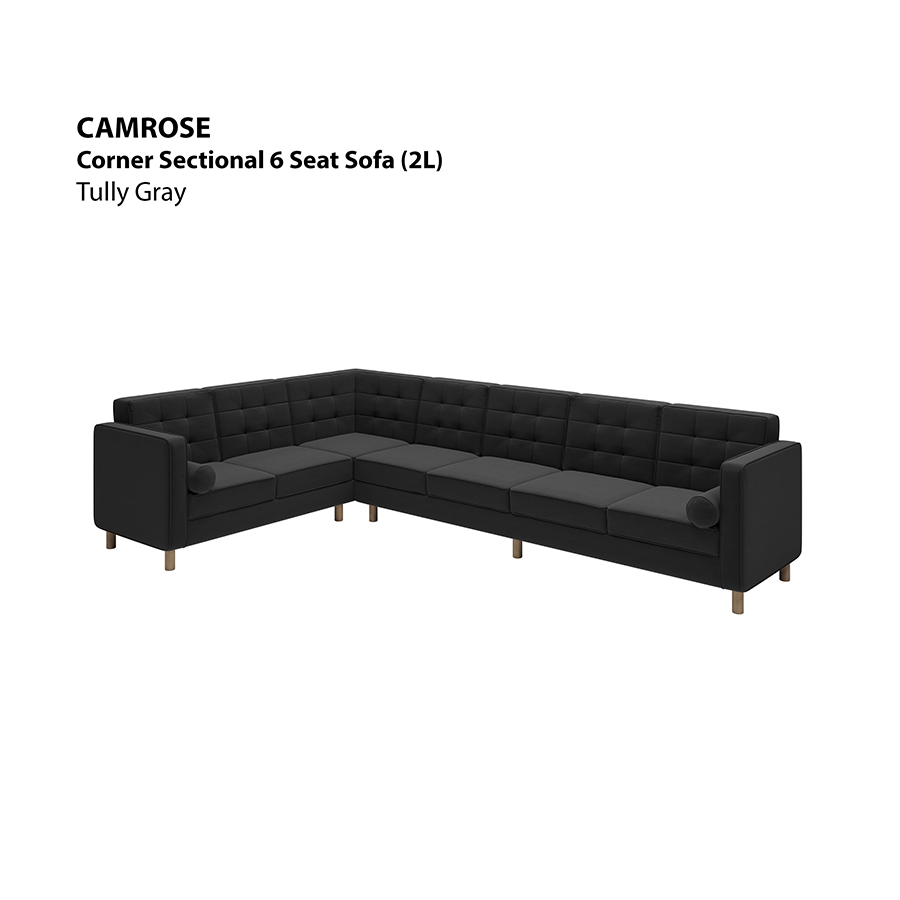 MORE CAMROSE OPTIONS Camrose Corner Sectional 6 Seat (2L) Sofa Camrose Corner Sectional 6 Seat (2L) Sofa Leatherette Tully Gray Mandaue Foam