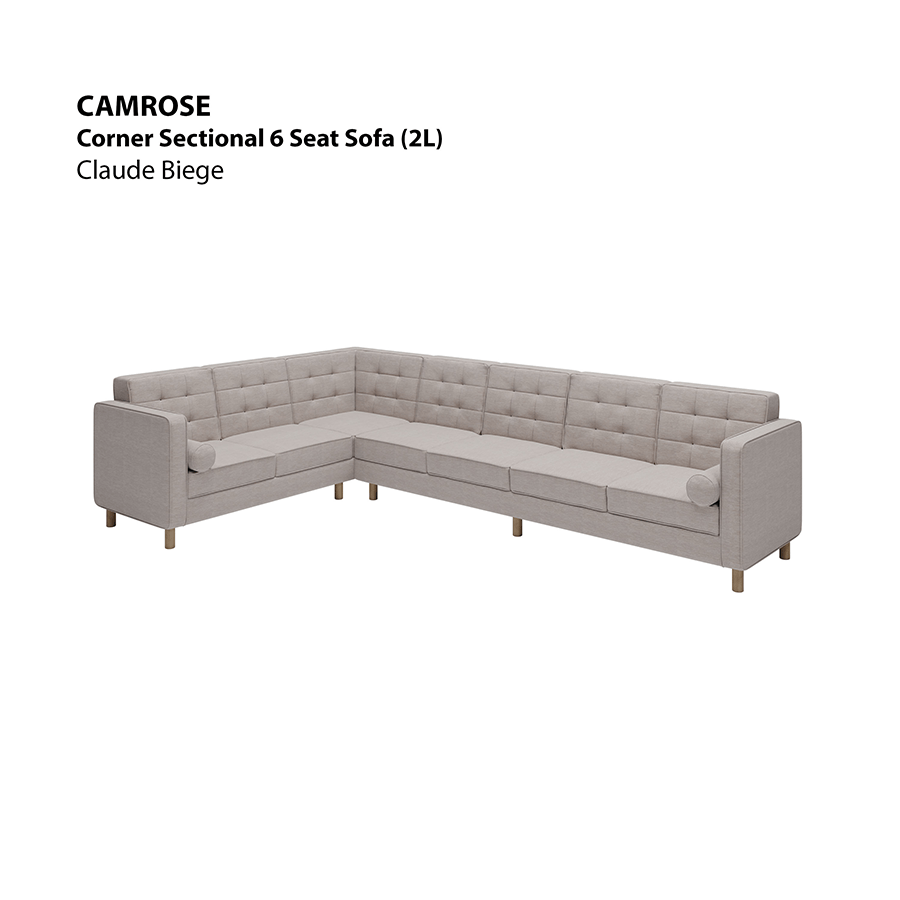 MORE CAMROSE OPTIONS Camrose Corner Sectional 6 Seat (2L) Sofa Camrose Corner Sectional 6 Seat (2L) Sofa Lux Claude Beige Mandaue Foam