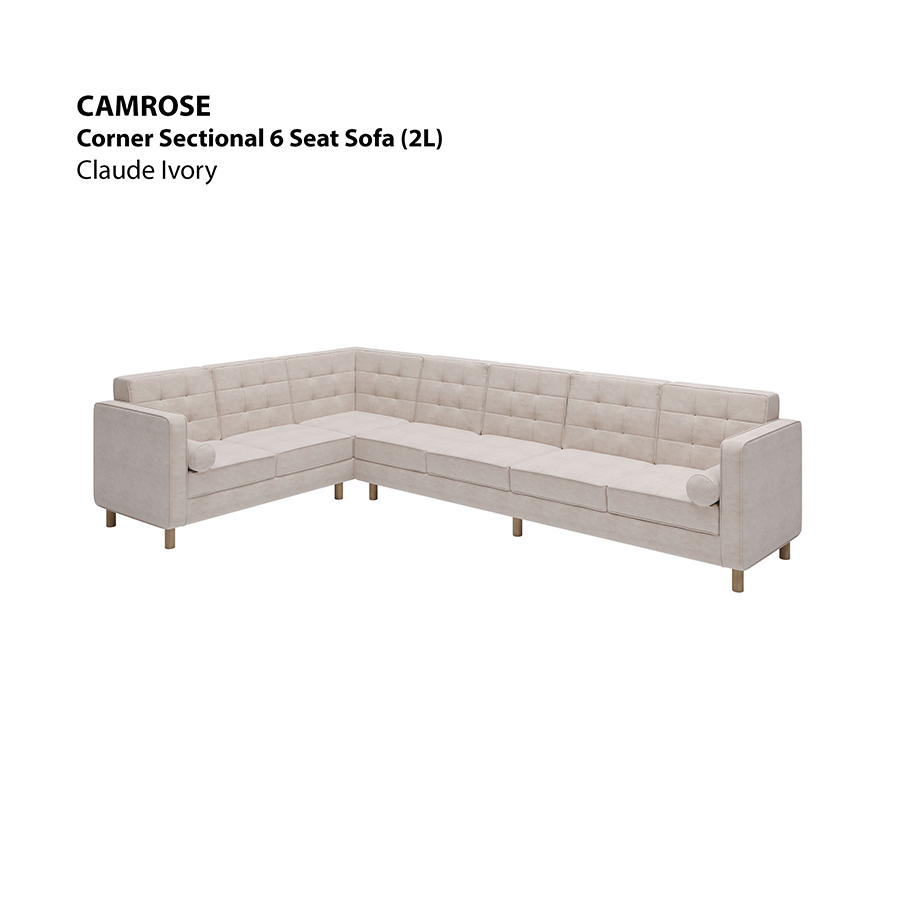 MORE CAMROSE OPTIONS Camrose Corner Sectional 6 Seat (2L) Sofa Camrose Corner Sectional 6 Seat (2L) Sofa Lux Claude Ivory Mandaue Foam