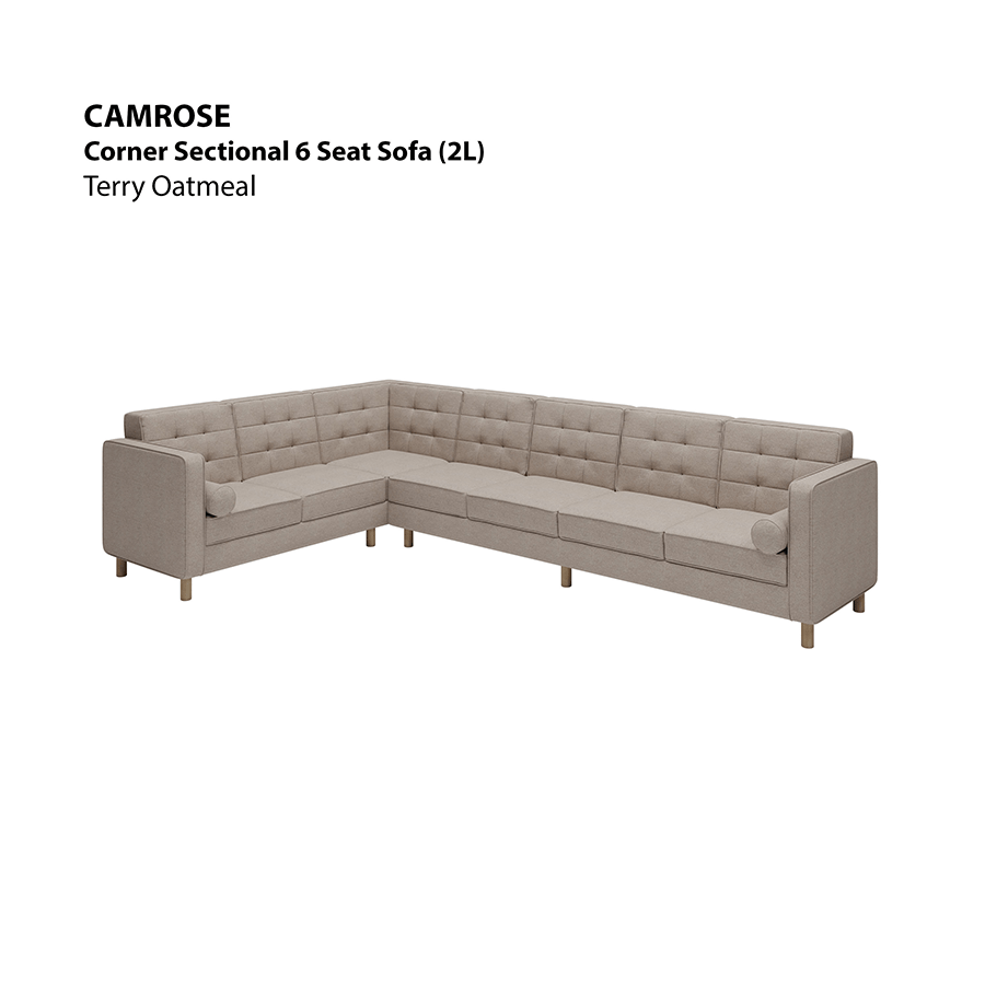 MORE CAMROSE OPTIONS Camrose Corner Sectional 6 Seat (2L) Sofa Camrose Corner Sectional 6 Seat (2L) Sofa Lux Terry Oatmeal Mandaue Foam