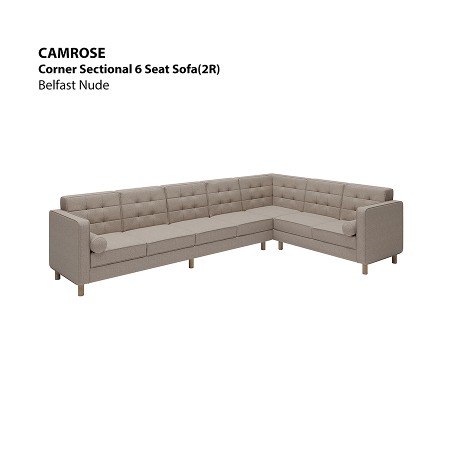 MORE CAMROSE OPTIONS Camrose Corner Sectional 6 Seat (2R) Sofa Camrose Corner Sectional 6 Seat (2R) Sofa Fabric Belfast Nude Mandaue Foam