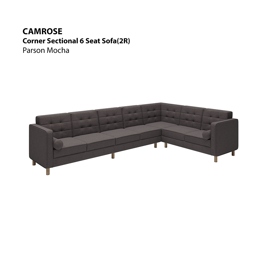 MORE CAMROSE OPTIONS Camrose Corner Sectional 6 Seat (2R) Sofa Camrose Corner Sectional 6 Seat (2R) Sofa Fabric Parson Mocha Mandaue Foam