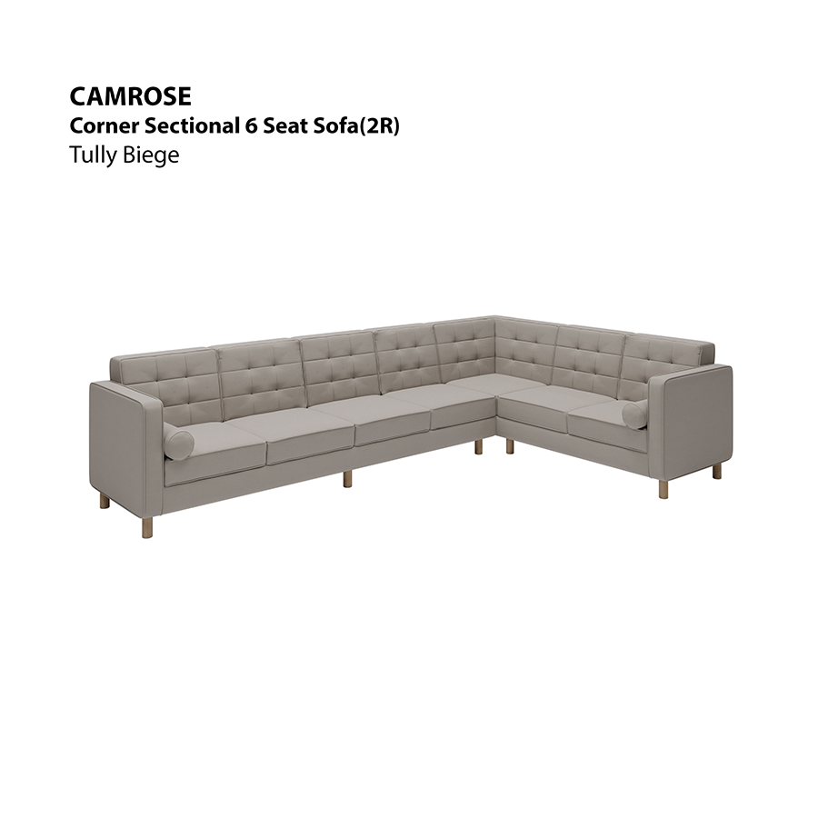 MORE CAMROSE OPTIONS Camrose Corner Sectional 6 Seat (2R) Sofa Camrose Corner Sectional 6 Seat (2R) Sofa Leatherette Tully Beige Mandaue Foam