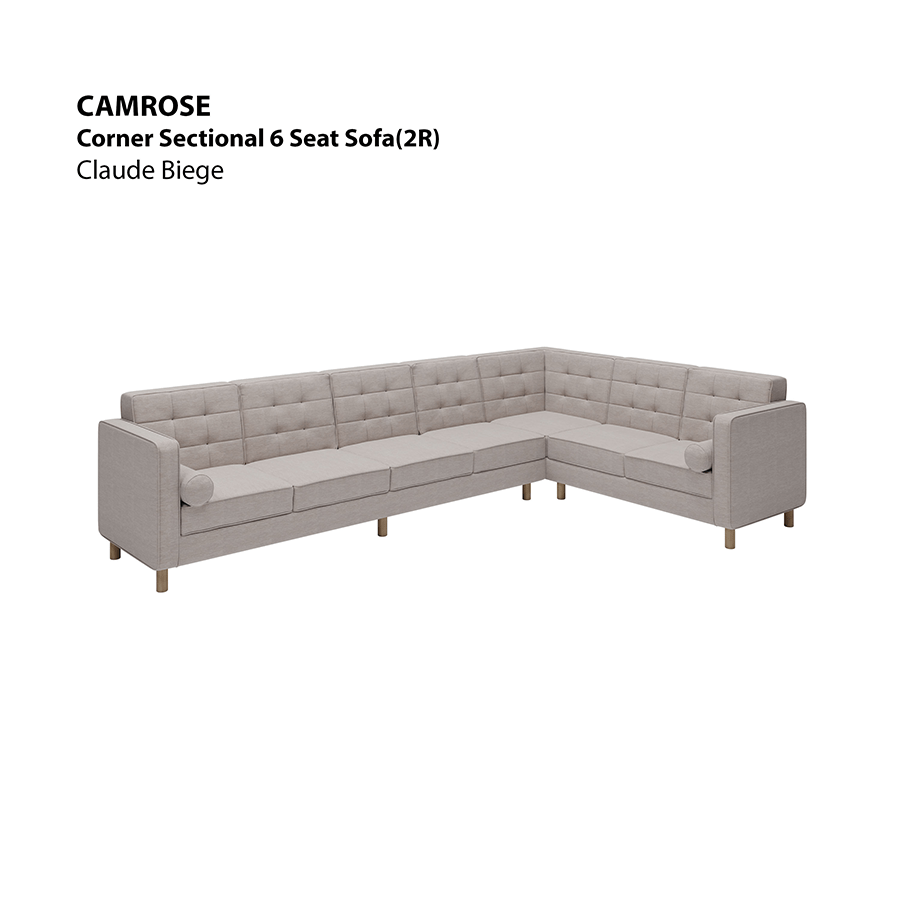 MORE CAMROSE OPTIONS Camrose Corner Sectional 6 Seat (2R) Sofa Camrose Corner Sectional 6 Seat (2R) Sofa Lux Claude Beige Mandaue Foam