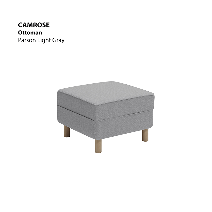 MORE CAMROSE OPTIONS Camrose Ottoman Camrose Ottoman Fabric Parson Light Gray Mandaue Foam