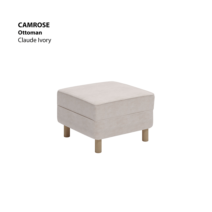 MORE CAMROSE OPTIONS Camrose Ottoman Camrose Ottoman Lux Claude Ivory Mandaue Foam