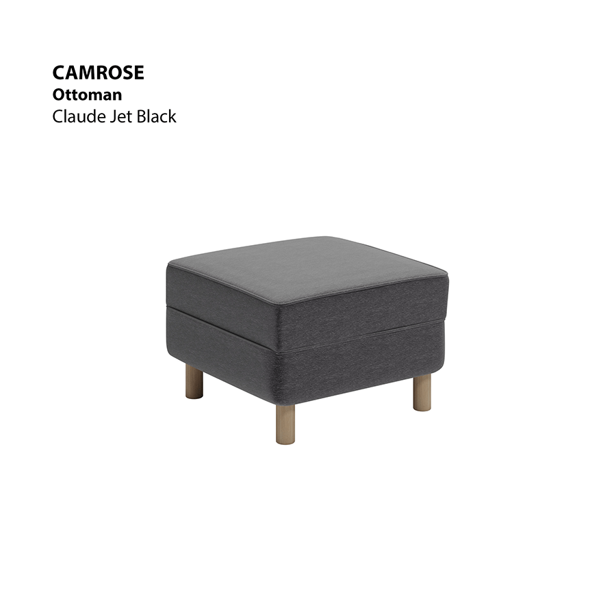 MORE CAMROSE OPTIONS Camrose Ottoman Camrose Ottoman Lux Claude Jet Black Mandaue Foam