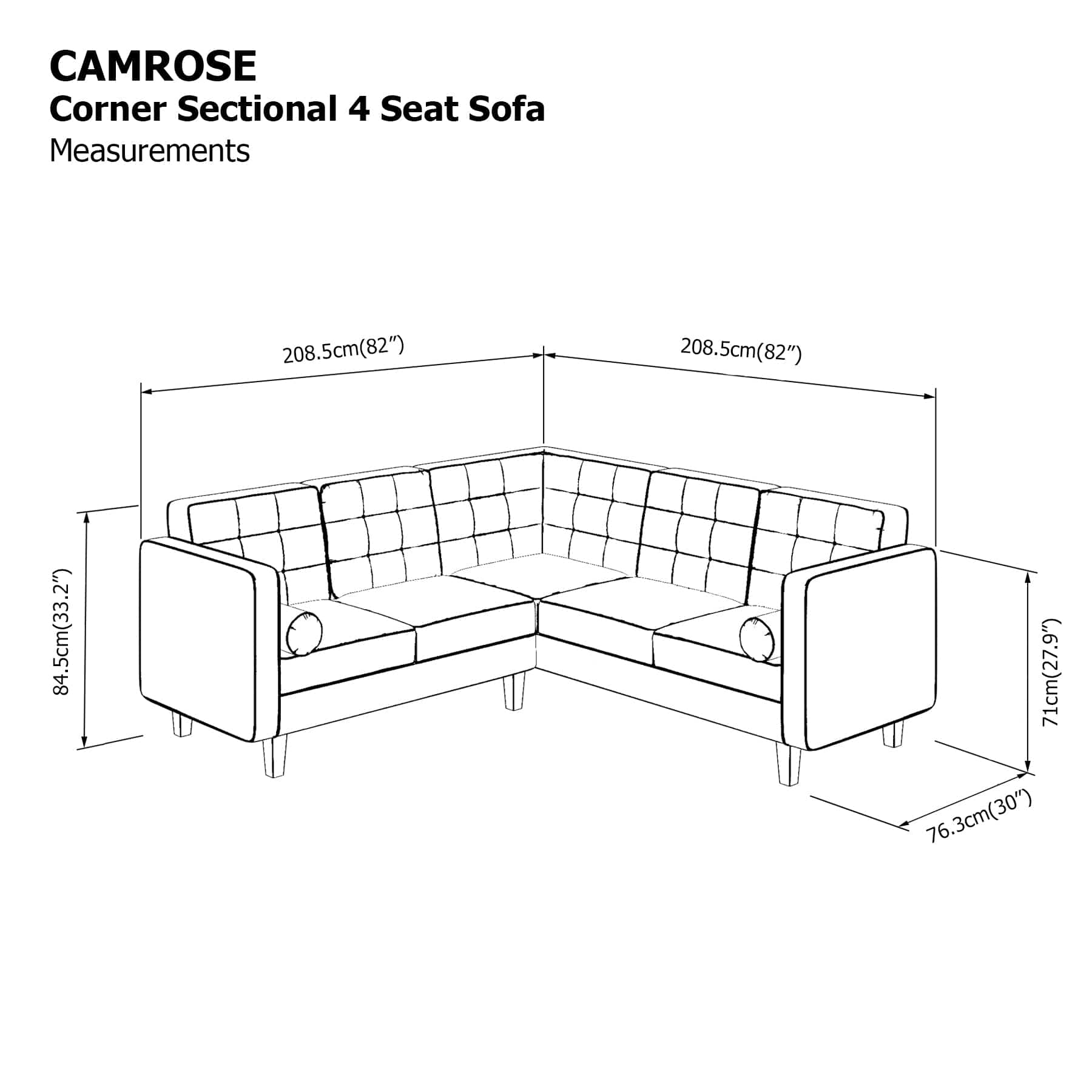 Camrose Sectional 4 Seat Corner Sofa