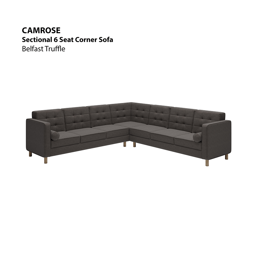 MORE CAMROSE OPTIONS Camrose Sectional 6 Seat Corner Sofa Camrose Sectional 6 Seat Corner Sofa Fabric Belfast Truffle Mandaue Foam