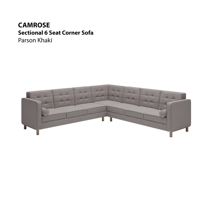 MORE CAMROSE OPTIONS Camrose Sectional 6 Seat Corner Sofa Camrose Sectional 6 Seat Corner Sofa Fabric Parson Khaki Mandaue Foam