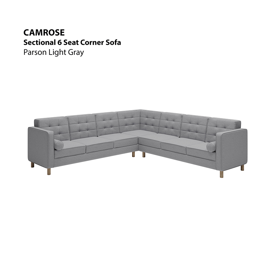 MORE CAMROSE OPTIONS Camrose Sectional 6 Seat Corner Sofa Camrose Sectional 6 Seat Corner Sofa Fabric Parson Light Gray Mandaue Foam