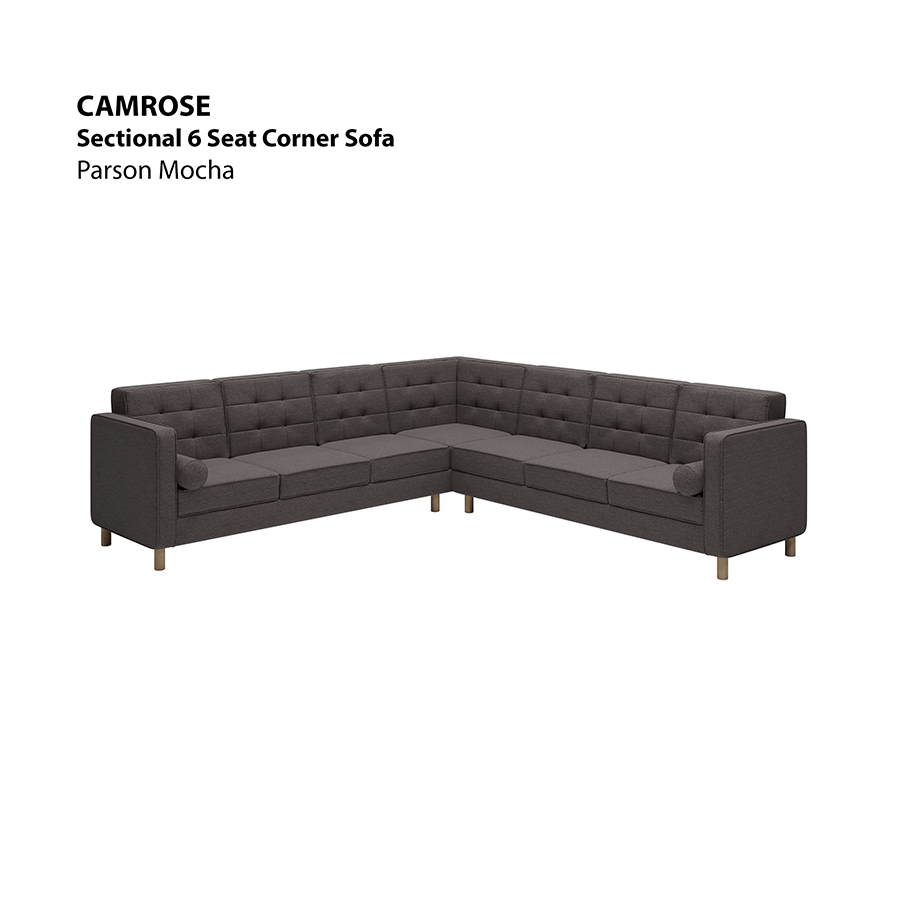 MORE CAMROSE OPTIONS Camrose Sectional 6 Seat Corner Sofa Camrose Sectional 6 Seat Corner Sofa Fabric Parson Mocha Mandaue Foam