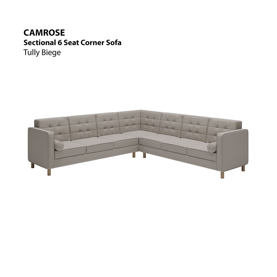 MORE CAMROSE OPTIONS Camrose Sectional 6 Seat Corner Sofa Camrose Sectional 6 Seat Corner Sofa Leatherette Tully Beige Mandaue Foam