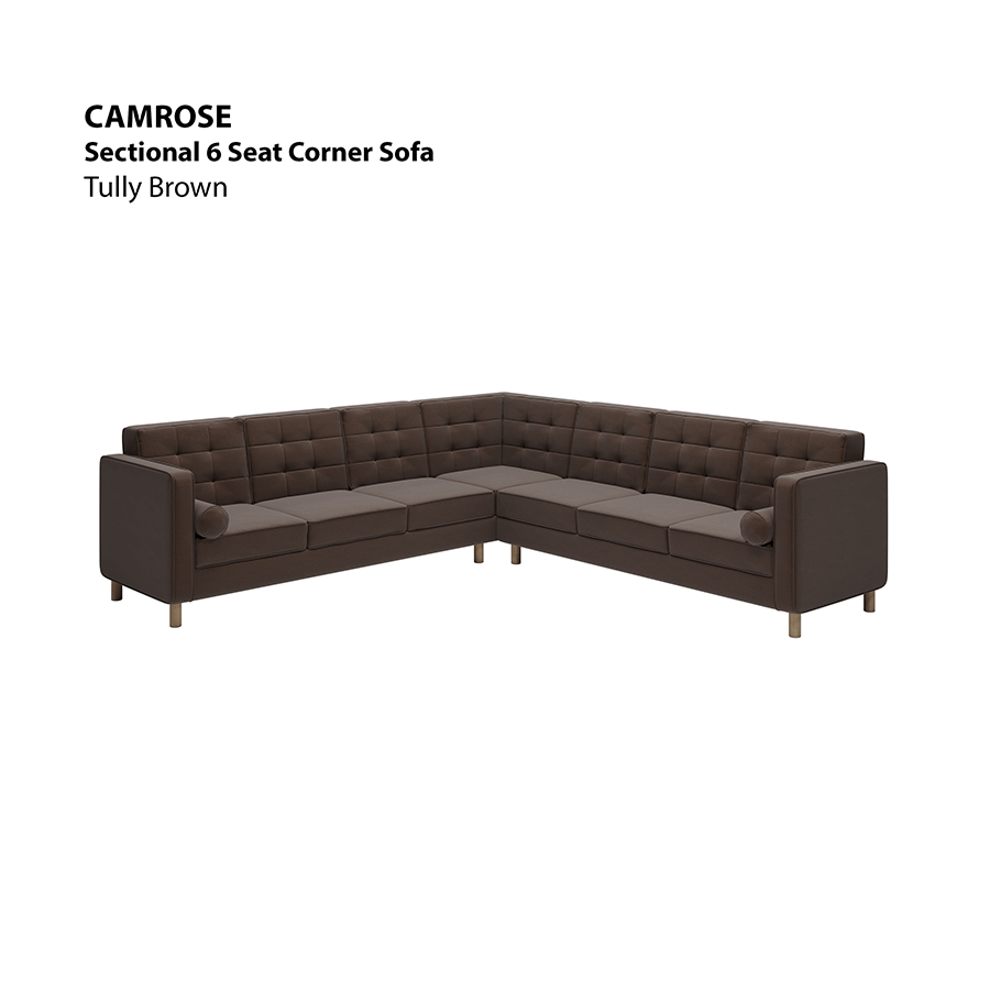 MORE CAMROSE OPTIONS Camrose Sectional 6 Seat Corner Sofa Camrose Sectional 6 Seat Corner Sofa Leatherette Tully Brown Mandaue Foam