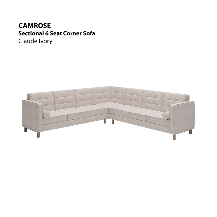 MORE CAMROSE OPTIONS Camrose Sectional 6 Seat Corner Sofa Camrose Sectional 6 Seat Corner Sofa Lux Claude Ivory Mandaue Foam