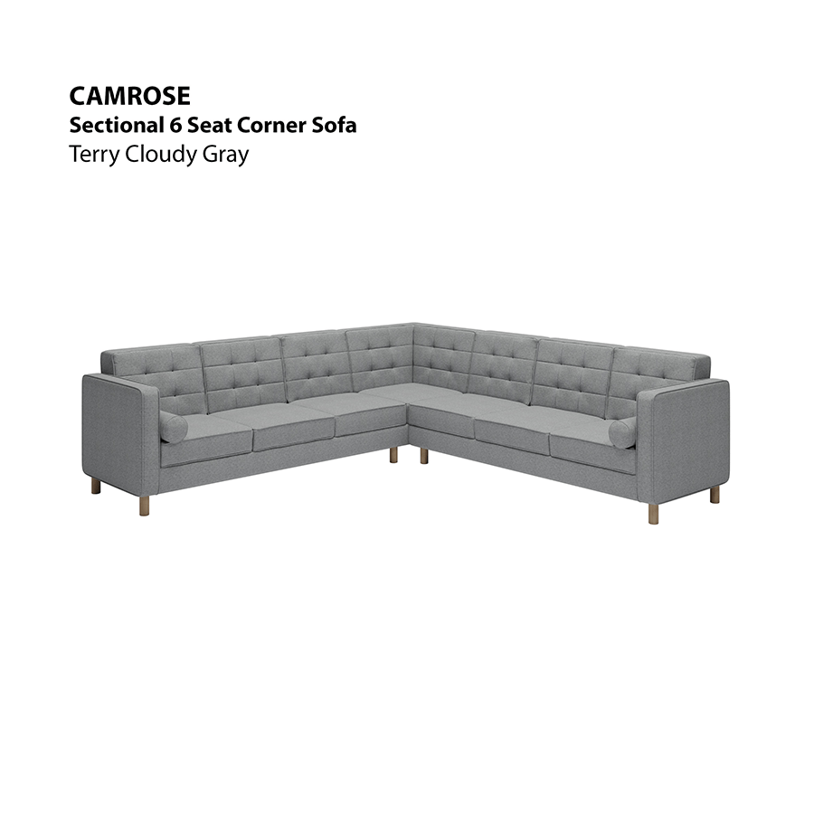 MORE CAMROSE OPTIONS Camrose Sectional 6 Seat Corner Sofa Camrose Sectional 6 Seat Corner Sofa Lux Terry Cloudy Gray Mandaue Foam