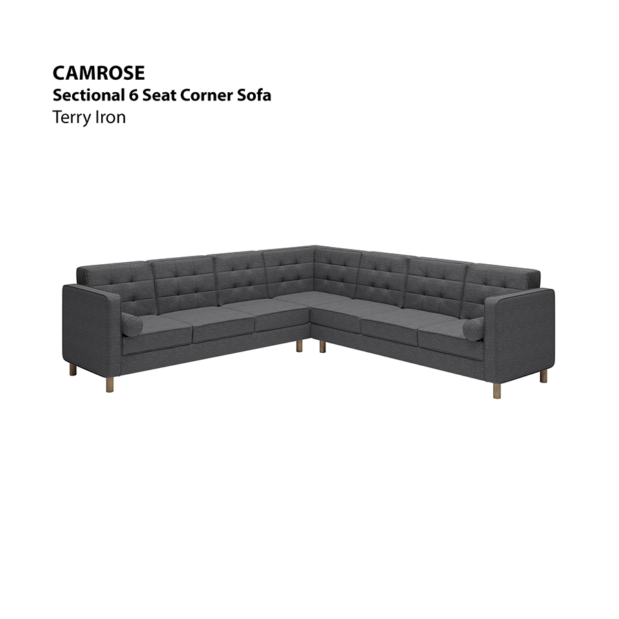 MORE CAMROSE OPTIONS Camrose Sectional 6 Seat Corner Sofa Camrose Sectional 6 Seat Corner Sofa Lux Terry Iron Mandaue Foam