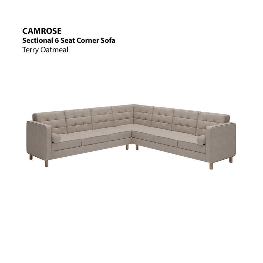 MORE CAMROSE OPTIONS Camrose Sectional 6 Seat Corner Sofa Camrose Sectional 6 Seat Corner Sofa Lux Terry Oatmeal Mandaue Foam