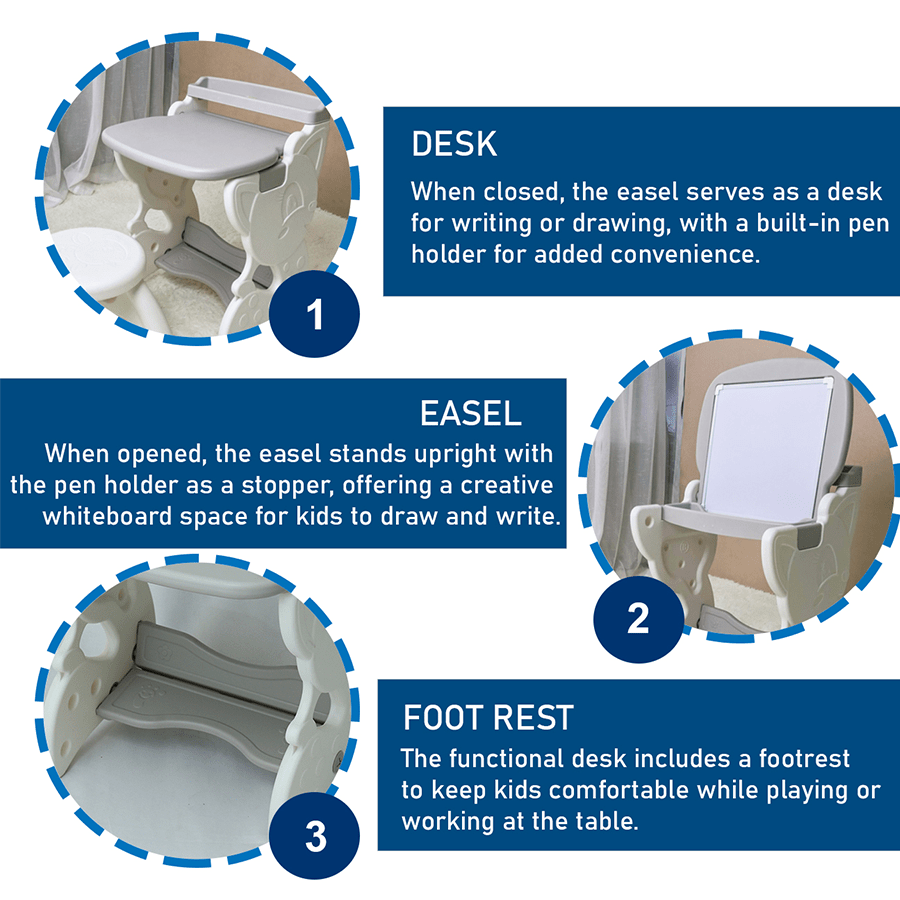 Castiel Kids Table with Easel & Stool