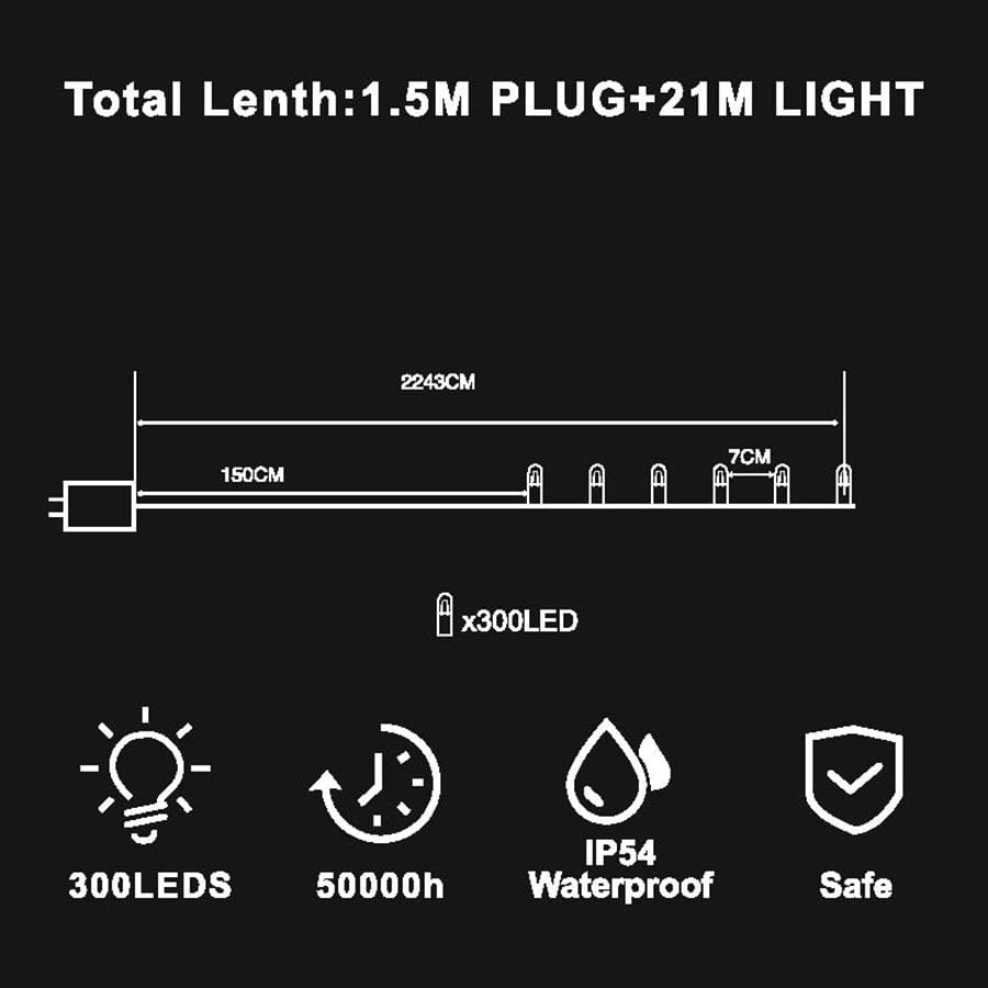 Christmas Lights 300led With Strobe Multi-color With Flash