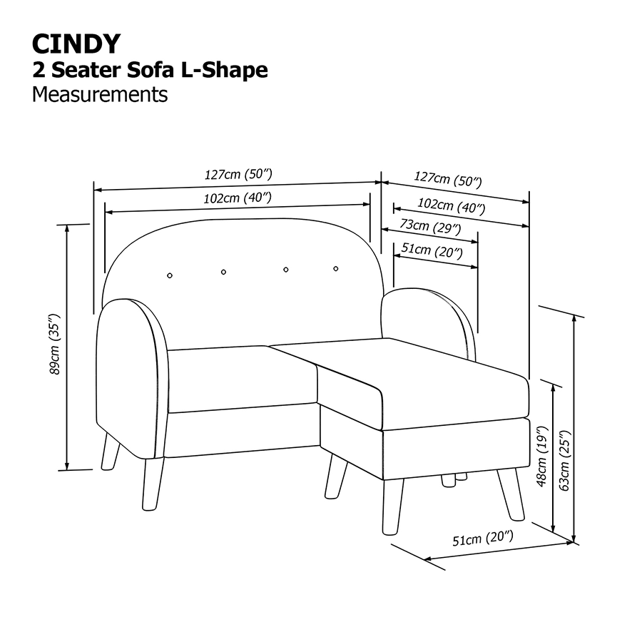 Cindy L-shape 2 Seat Sofa