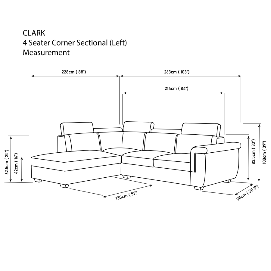 Clark Corner Sectional 4 Seat Left Open Sofa