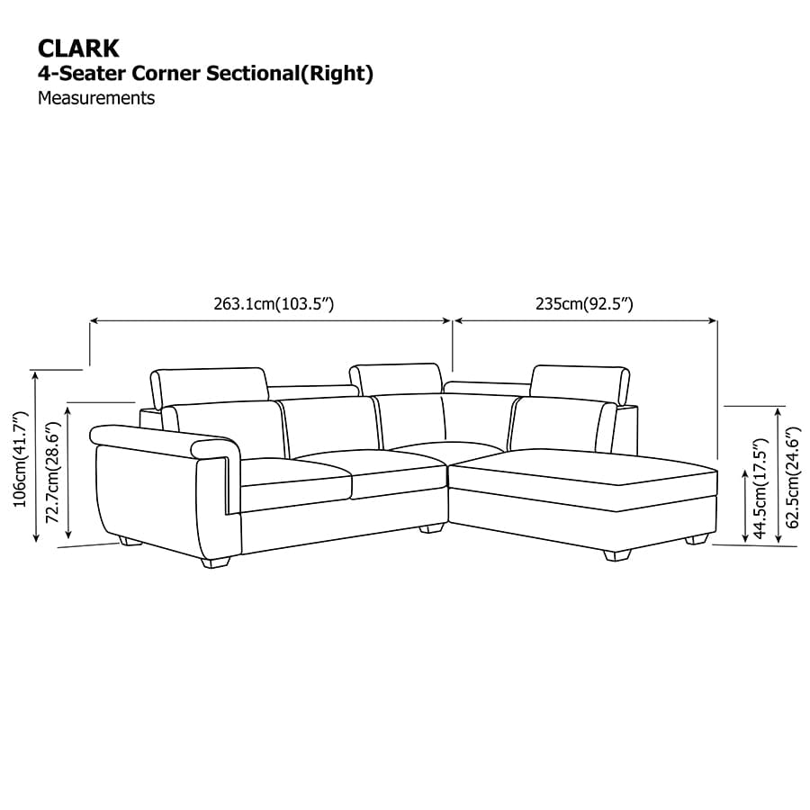Clark Corner Sectional 4 Seat Right Open Sofa