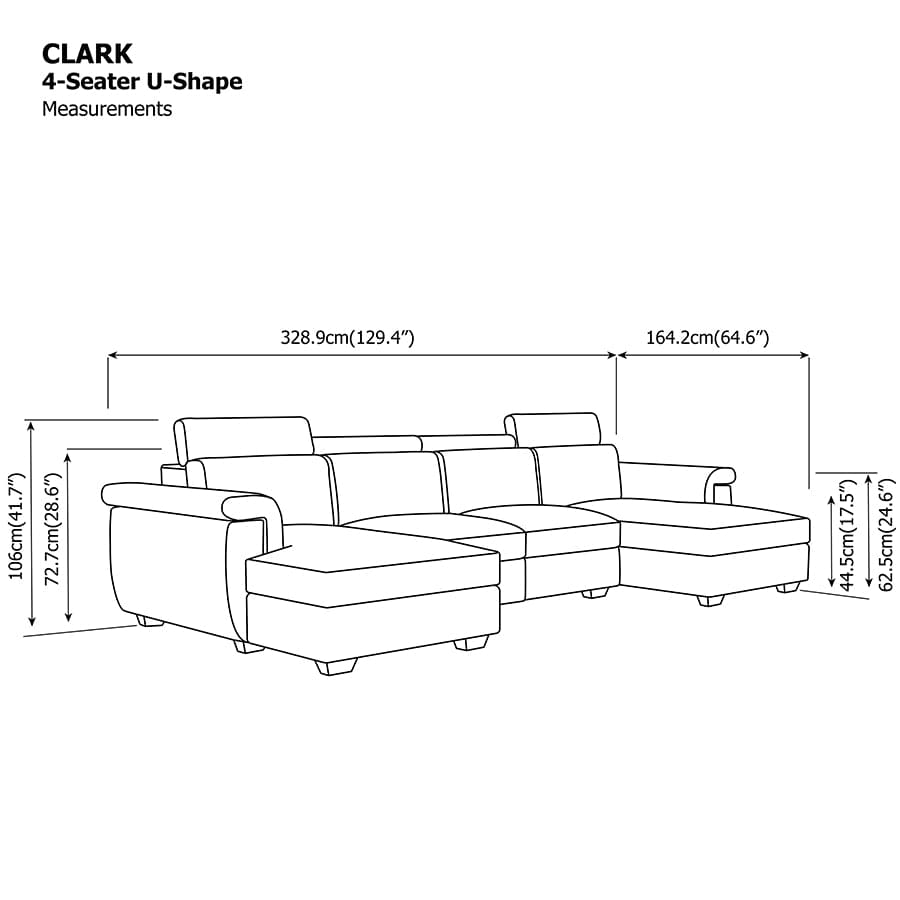 Clark U-shape 4 Seat Double Chaise Lounge