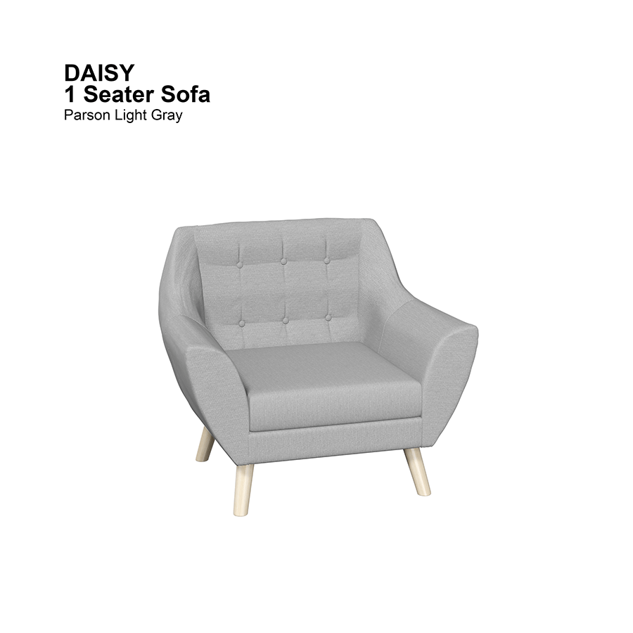 MORE DAISY OPTIONS Daisy 1 Seater Sofa Daisy 1 Seater Sofa Fabric Parson Light Gray Mandaue Foam