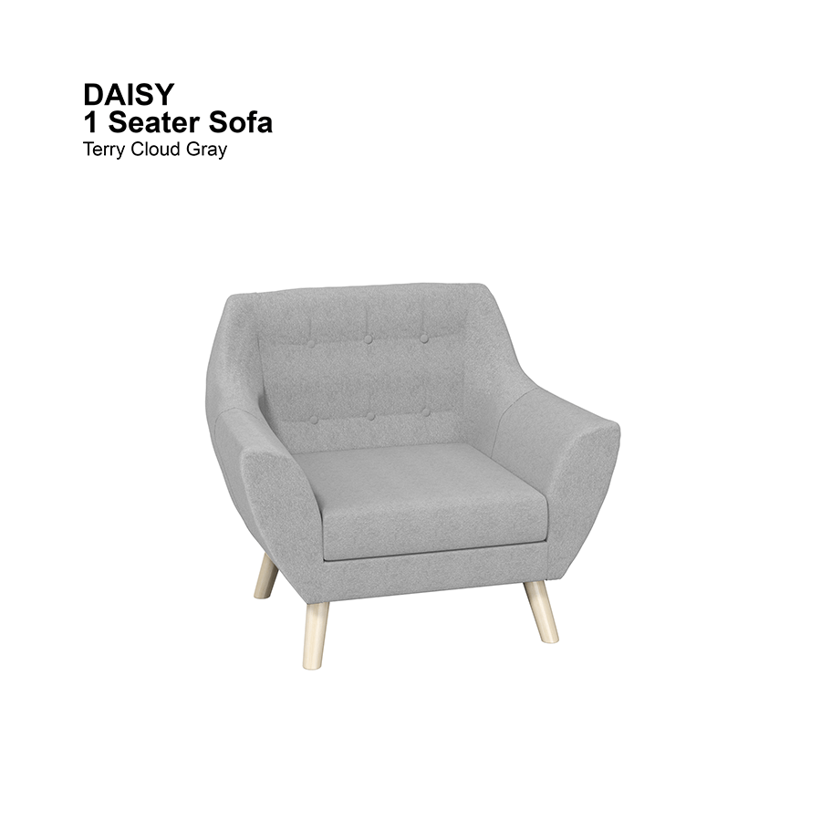 MORE DAISY OPTIONS Daisy 1 Seater Sofa Daisy 1 Seater Sofa Lux Terry Cloudy Gray Mandaue Foam