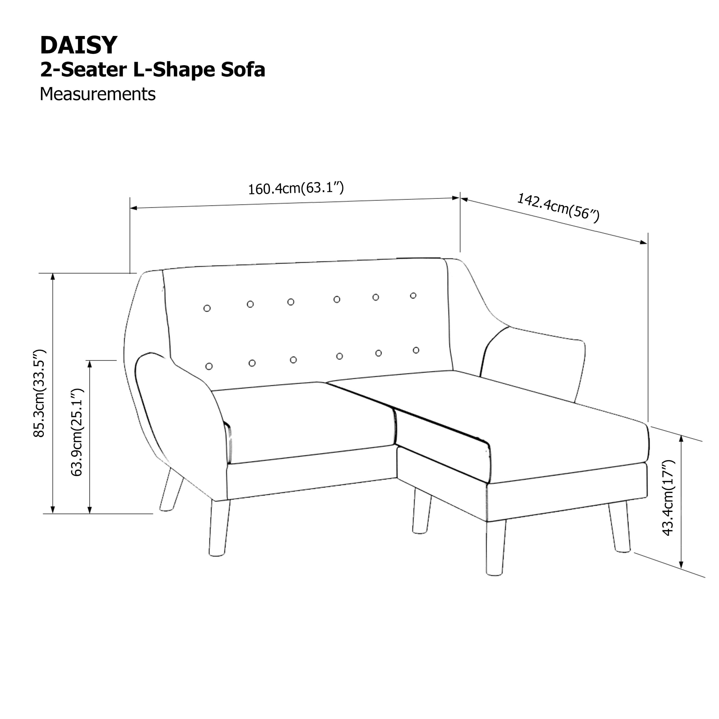 Daisy L-shape 2 Seat Sofa