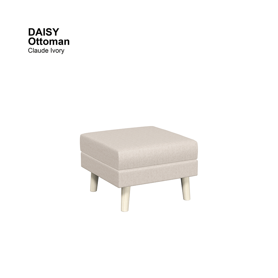 MORE DAISY OPTIONS Daisy Ottoman Daisy Ottoman Lux Claude Ivory Mandaue Foam
