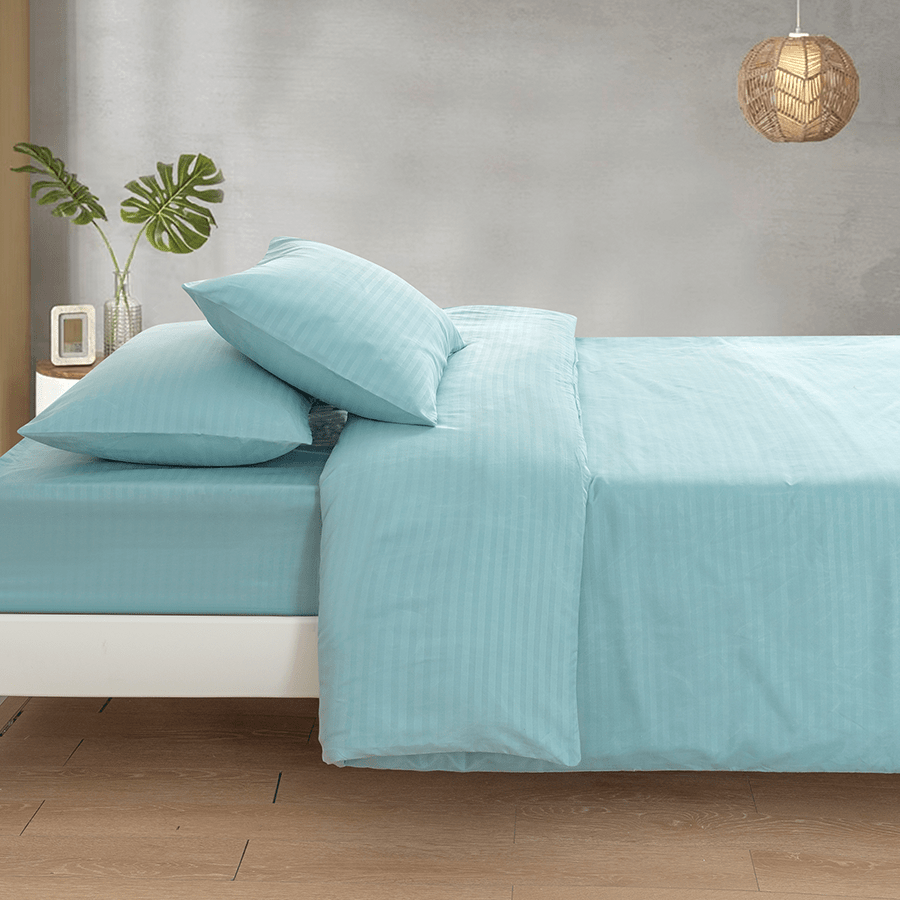 MORE DELUXE DUCK EGG LINEN OPTIONS Deluxe Duck Egg Plain Sheet 4pc Set Deluxe Duck Egg Plain Sheet 4pc Set Mandaue Foam