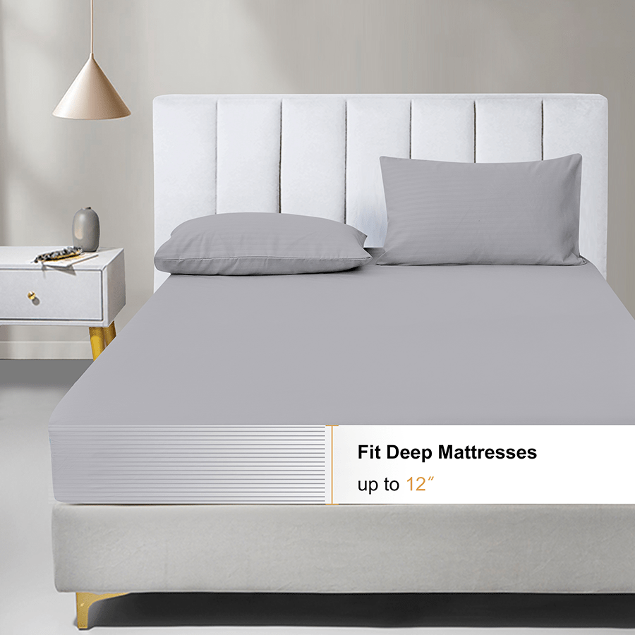 MORE DELUXE GRAY LINEN OPTIONS Deluxe Gray Plain 3pc Sheet Set Deluxe Gray Plain 3pc Sheet Set Mandaue Foam