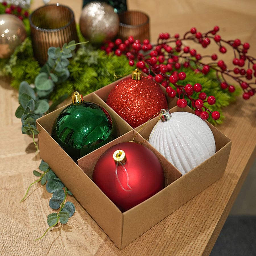 Ebenezer Asstd Ball Ornament 10cm,S/4