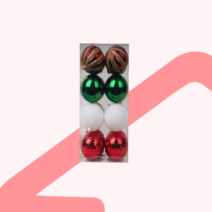 Ebenezer Asstd Ball Ornament 8cm,S/16