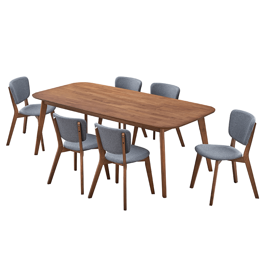 Elland + Jaden 6 Seater Dining Set Elland + Jaden 6 Seater Dining Set Cocoa + Pale Grey Mandaue Foam