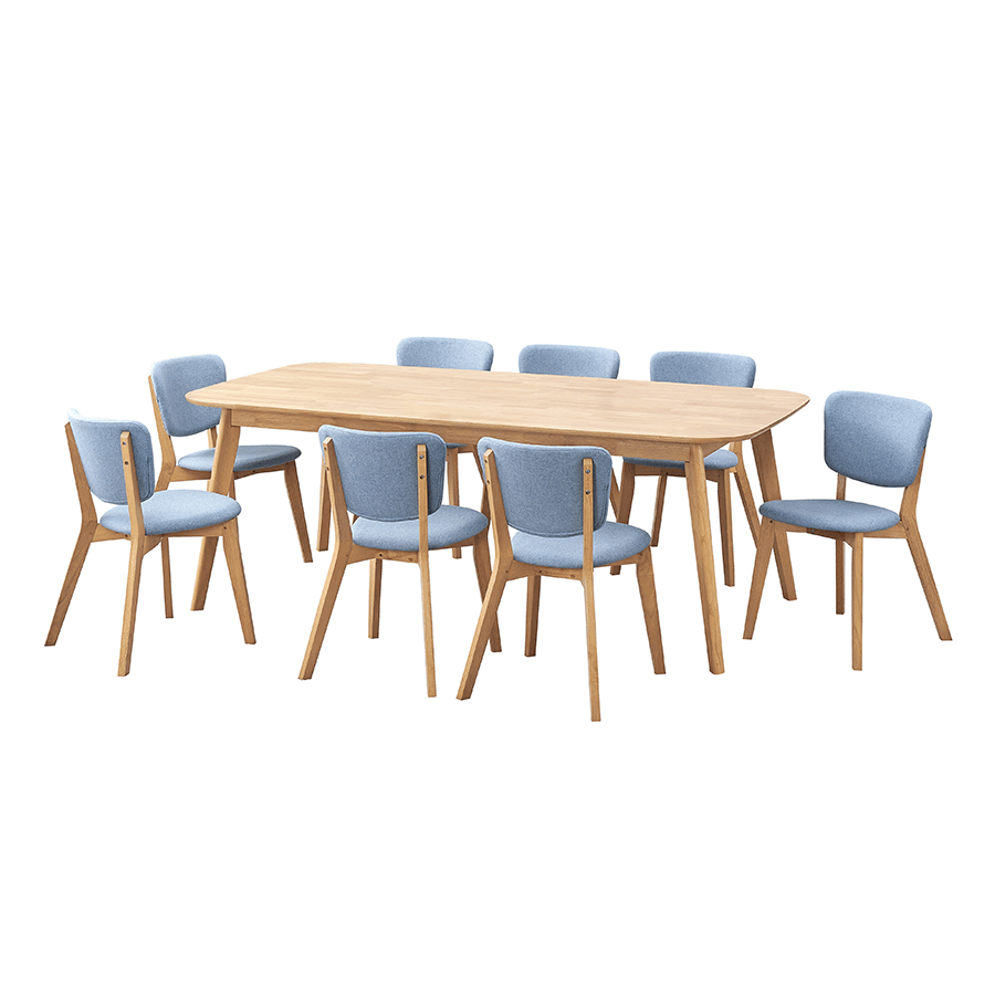Elland + Jaden 8 Seater Dining Set Elland + Jaden 8 Seater Dining Set Teak + Aqua Blue Mandaue Foam