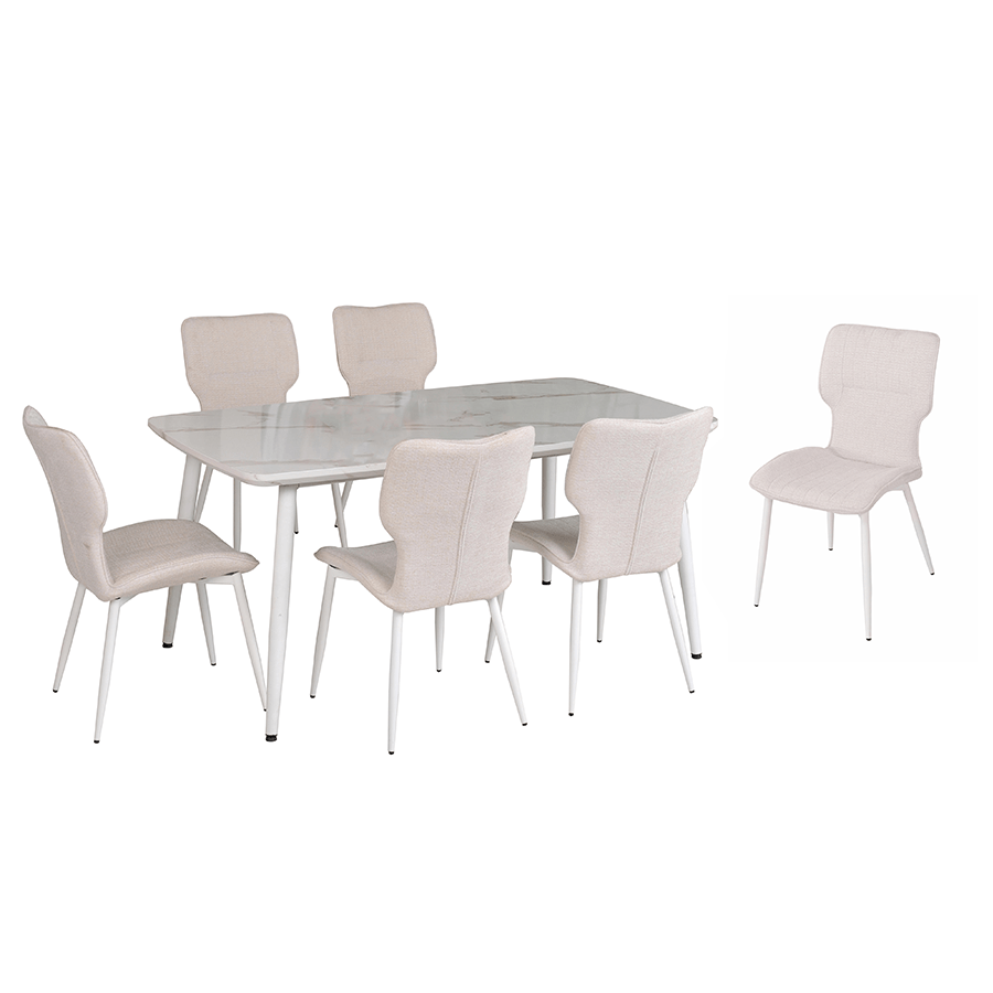 Ellie + Abbie 6 Seater Dining Set Ellie + Abbie 6 Seater Dining Set Beige + Cream Mandaue Foam