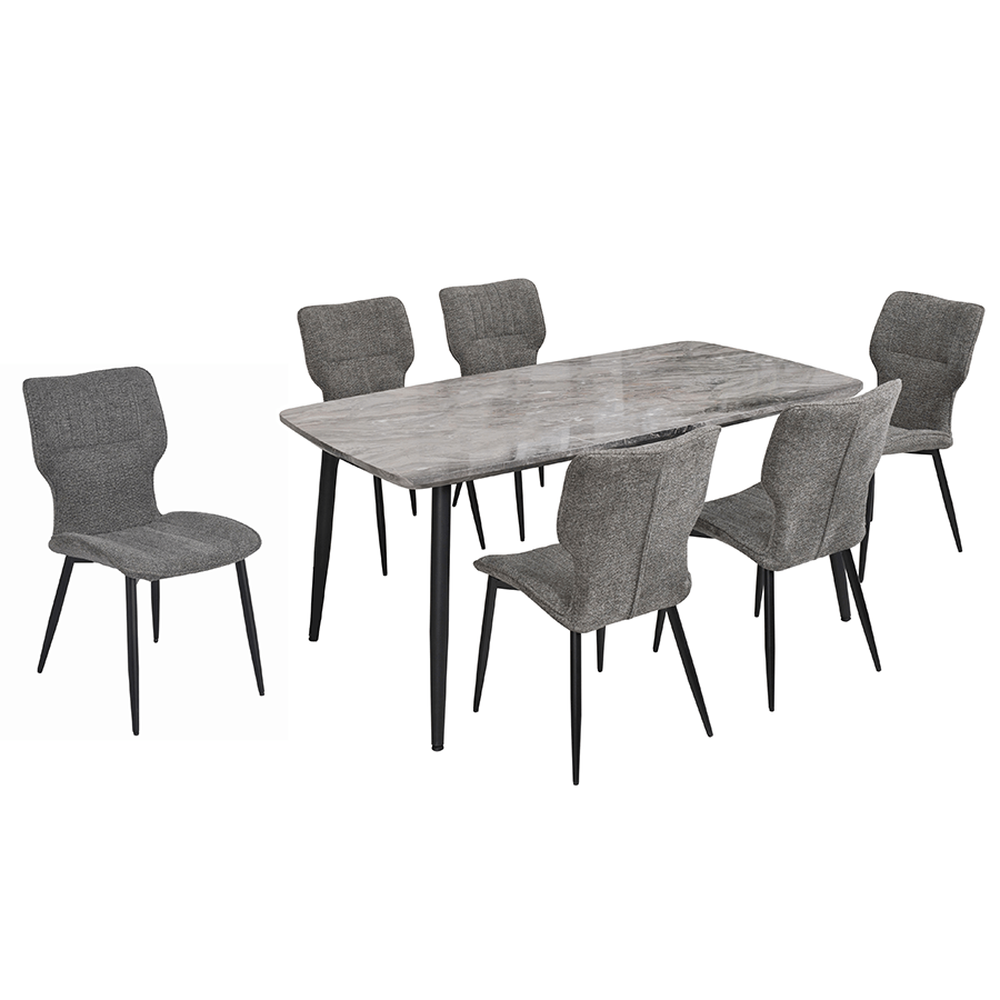 Ellie + Abbie 6 Seater Dining Set Ellie + Abbie 6 Seater Dining Set Gray Marble + Truffle Mandaue Foam