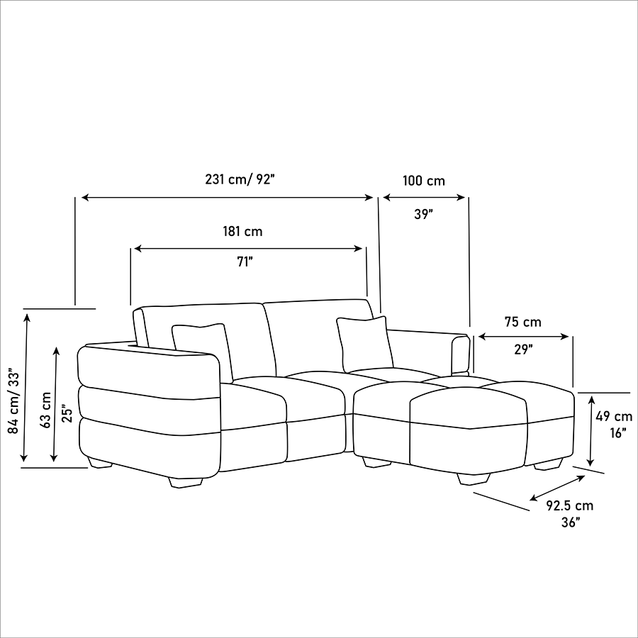 Emrick 2 Seater with Ottoman