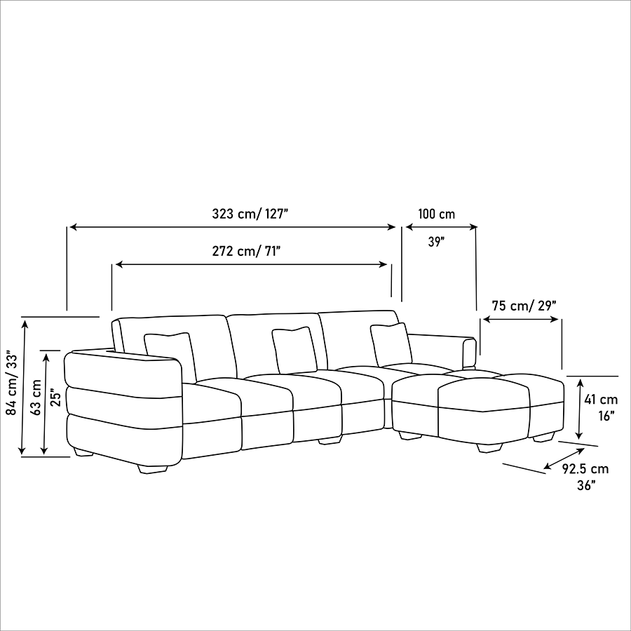 Emrick 3 Seater with Ottoman